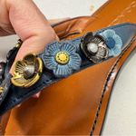 Coach  Blue Leather Tea Rose Multi Flip Flop Womens 9 Sandals Flat Beachy Casual Photo 1