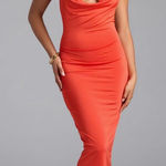 Windsor Orange Cowl Neck Halter Maxi Dress XS Ring Detail Backless Beach Vacatio Photo 0