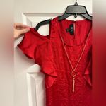 BCX NWT  Cold Shoulder Satin Blouse W/ Necklace Size Small Photo 1