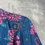 Pykettes Blazer Womens L Blue Pink Floral Print Vintage 80s 90s Cottagecore Size L Photo 4