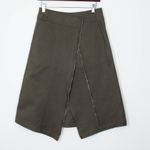 ZARA ‎ Asymmetrical Zipper Khaki Midi Skirt Womens Size XS Photo 5