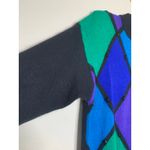 Vintage Silk Angora Blend Black Blue Diamond Beaded Sweater Sz Large Photo 6