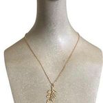 Gold Plated Leaf Pendant Necklace Dainty Necklace Round Link Chain Adjustable Photo 0