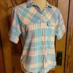 Vintage 80s pastel plaid button down shirt Photo 7