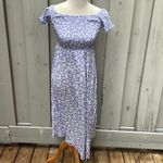 Cottage Daisy Plaid Smocked Bodice Square Neckline Midi Length Viscose Dress SzM Blue Size M Photo 6