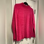 Sag Harbor  Size M Hot Pink Mock Neck Cable Knit Soft Chenille Pullover Sweared Photo 3