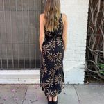 Target Black and tan tropical print vacation v-neck maxi dress sz s / adjustable waist Photo 3