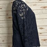 Nanette Lepore  navy blue V-neck 3/4 length sleeve floral lace top/blouse Size L Photo 4
