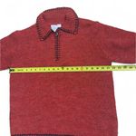 Red Knit Sweater Quarter Zip Pullover Collared Long Sleeve Photo 3