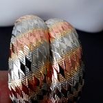 Tricolor Gold Filled Hoop Earrings Argyle Design Photo 2