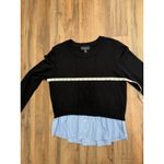 Laundry by Shelli Segal Laundry by Shelli Segal Layered Two-Fer Sweater Top XS Black/Blue Stripes Photo 6