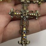 Cookie Lee Vintage Bronze Western w/Pink Stone Rhinestone Cross Pendant Necklace Photo 15