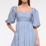 Abercrombie & Fitch Emerson Poplin Puff Sleeve Mini Dress Blue Photo 0