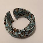 Women’s Cuff Stretchy / Adjustable Bead Costume Bracelet Blue / Brown Beaded Photo 3