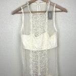 EXPRESS Sheer Cream Lace Sleeveless Top Photo 5