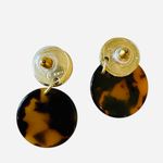 J.Crew Shell Tortoise Earrings Gold Double Circle Dangle Photo 2