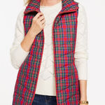 Talbots Tartan Plaid Down Puffer Vest Red Green Gold NWT $159 Size P Petite (XS) Photo 0