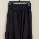 Black Wide Leg Tiered Tie Front Solid Stretchy Waist Pants Size undefined Photo 2