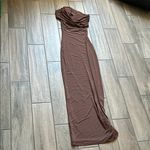 Meshki Brown Strapless Bodycon Dress Photo 5