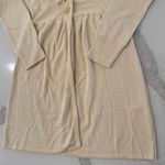 Venus Long Duster CardiganSweater Ruffle Neckline Womens Small Ivory ButtonClose Photo 1