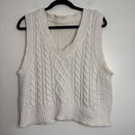 Aerie  Cable Knit V Neck Sweater Vest Cream oversized Size L Photo 1