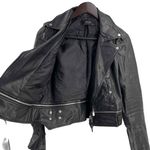 ZARA Black Vegan Leather Moto Jacket Asymmetrical Zipper Edgy Womens Small Photo 1
