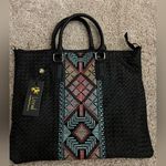Lionel black Woven Tote Bag with Multicolor Pattern Photo 0