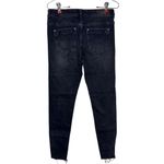 ZARA Women's Jeans Ankle Zip Raw Hem Mid-Rise Denim Fading Stretch Black Sz. 2 Photo 9