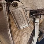 Coach Large Vintage Legacy Natural Straw & Gold Metallic Leather Tote Bag Photo 10