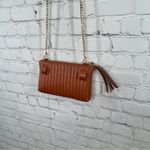 None Brown Faux Leather Chain Tassel Crossbody Bag Photo 3