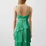 Abercrombie & Fitch  TIERED PLEATED MIDI dress in green spruce Size: XS Tall Photo 2