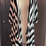 Chico's Chico’s Plus Black & White Striped Flowy Cotton Beach Cardigan Photo 1
