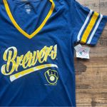 Genuine Merchandise Milwaukee Brewers  Womens Blue Short Sleeve Tee Size Md NWT Photo 1