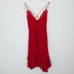 Free People  One Adella Lace Slip Mini Dress Red Womens Size S Whimsical Fairy Photo 2
