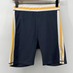 Wilo The Label Women M High Waisted Biker Short Blue Yellow Stripe Athleisure Size M Photo 0