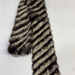 Authentic Karl Donoghue Genuine Fur Scarf Cream chocolate brown striped Black Photo 5