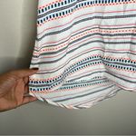 Athleta Coastal Dunes Multicolor Geometric Print Split Neck Tassel Tie Back Top Photo 9