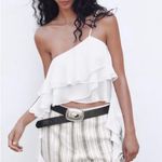 ZARA  White Ruffled One Shoulder Top Photo 0