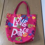 Vintage Toys R Us Love Peace Tote Bag Great Traveling Overnight Gym School Work Pink Photo 0