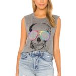 Lauren Moshi Grey Crystal Embellished Skull Kel Tank Top Size Medium New W/ Tag Photo 0