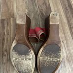 Italian Shoemakers Coral Brown Wedge 4" Heel Sandals Jeweled strap Women Sz 11 M Photo 5