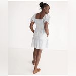 Madewell Blue and White Floral Silk Lucie Smocked Mini Dress Photo 2