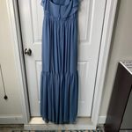 White by Vera Wang blue bridesmaid Maxi Dress Ruffle‎ Sleeves Formal Gown Size 0 Photo 5