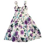 Connected Apparel CONNECTED floral dress size 8 white purple lined pleated padded bust zipper Photo 0