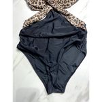 Leopard Printed One Piece Swimsuit Cut outs Criss cross Rouching Built in Bra Black Size M Photo 3