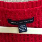 American Eagle outfitters Red V Neck Tight Knit Sweater Long Sleeve Xmas large Photo 4