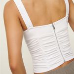 Reformation Linnea Knit Top - size small - white ruched design - adjustable strap Photo 3