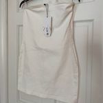 ZARA White Denim Bodycon Bandeau Mini Dress Photo 1