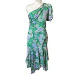 ASTR the Label Santorini One Shoulder Dress in Green Lilac Floral Size Medium Photo 2