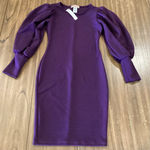 Karen T Design Balloon Long Sleeve mini bodycon fitted Sweater Dress Purple S Photo 0